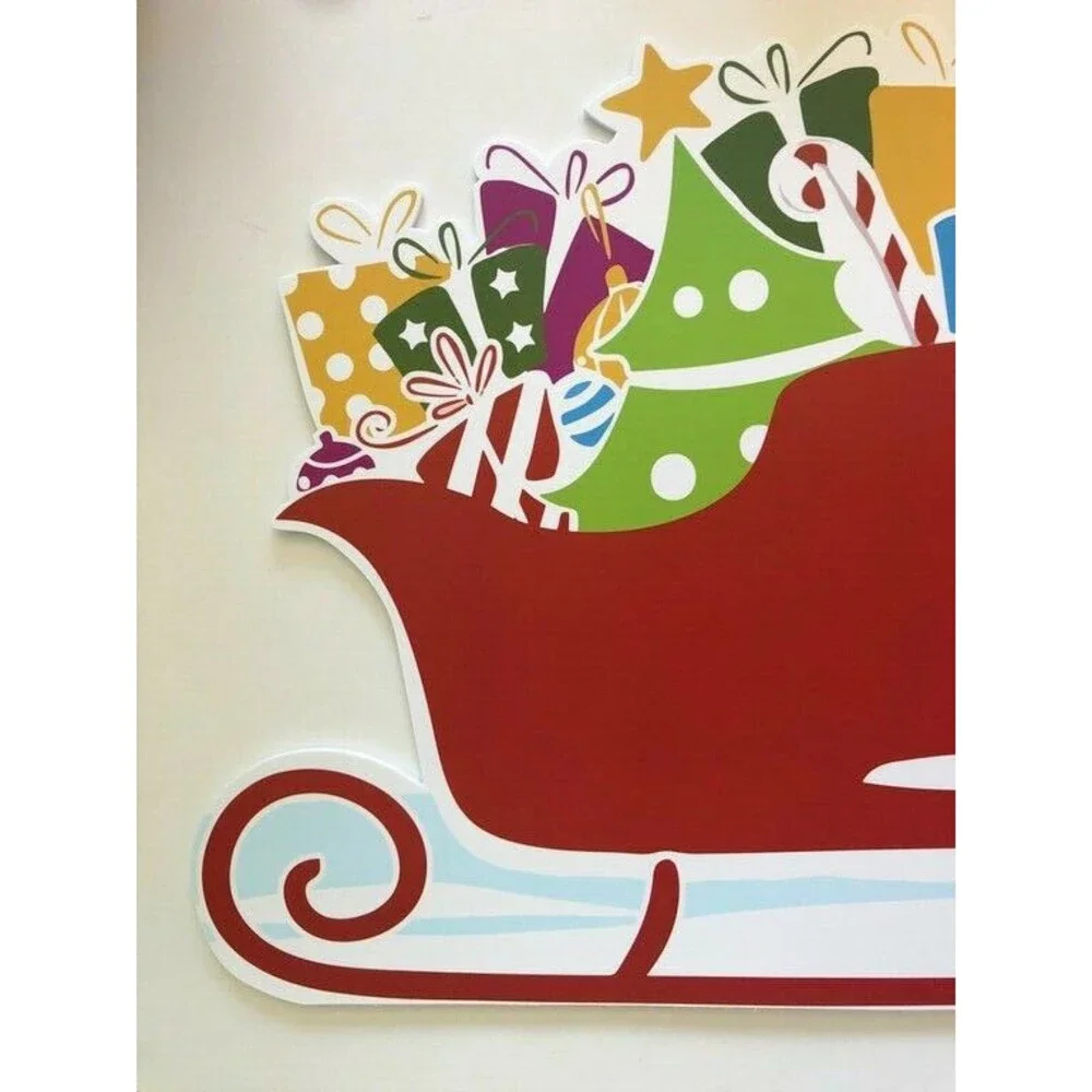 Christmas Santa Sleigh Sled Red Placemats Set of 4 Vinyl Foam Back Kids Table